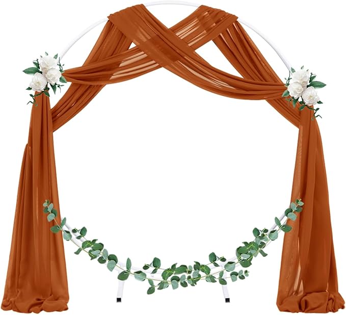 Socomi Wedding Arch Draping Fabric 2 Panels 29" x 19Ft Terracotta Sheer Chiffon - Image 2