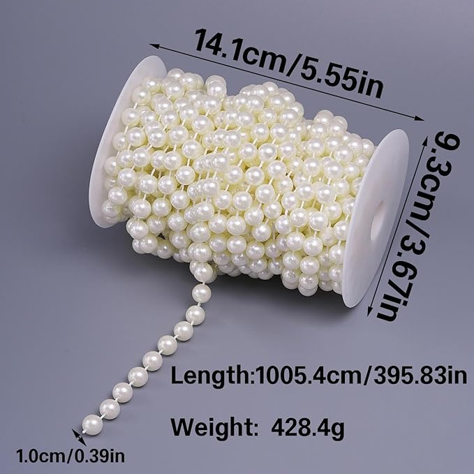 11 Yards/33Feet Pearl Garland Craft String Pearls, Faux Pearl - Image 2