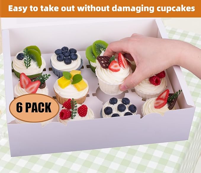 6-Set Cupcake Boxes Hold 12 Standard Cupcakes, Food Grade Cupcake Holders - Image 3