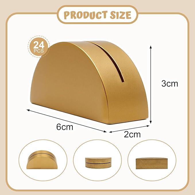 24 Pcs-6cm Table Number Stands, Wooden Semicircular Base - Image 2