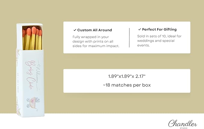 Customizable Baby Shower Matchboxes – Set of 10 – Cute Baby Design – Colorful - Image 2