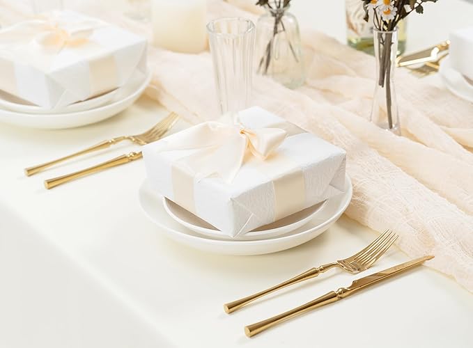 Ivory Satin Ribbon 1-1/2 Inch x 50 Yards Double-Faced Polyester Cream Ribbons - Image 5