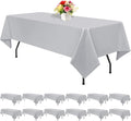 12 Pack Light Grey Tablecloths for Rectangle Tables 60 x 126 Inch Polyester by REWOMC