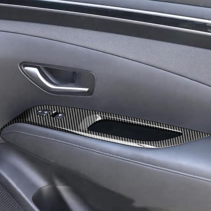 4pcs Carbon Fiber Style Front Rear Doors Window Glass Lift Switch Panel Cover - Image 4
