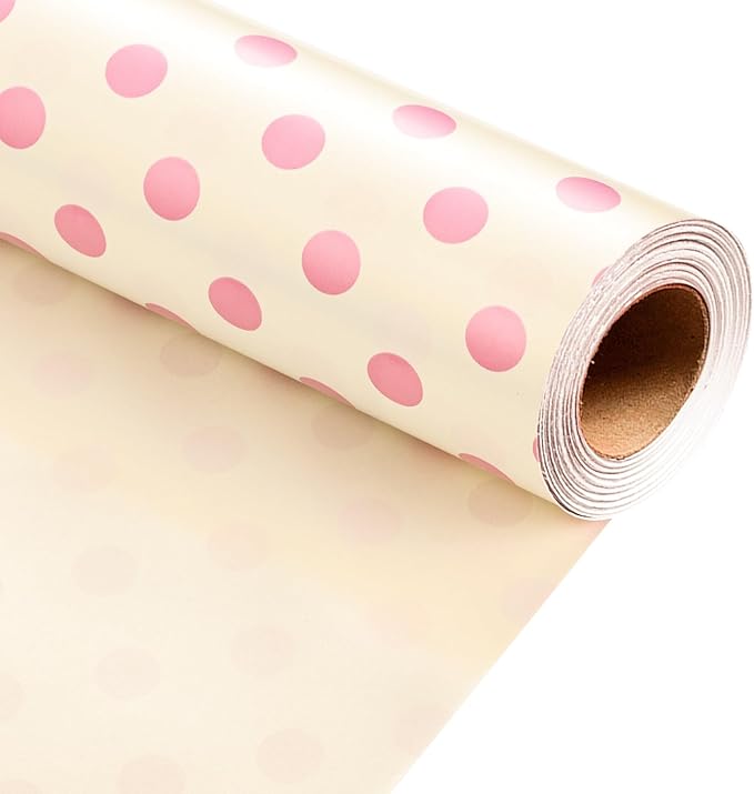 Burymento Pink and Beige Dots Wrapping Paper, Reversible Pink Gift Wrap by BurymentoisaprofessionalwrappingpaperbrandThewrappingpaperismadeofkraftpaperpearlescentmatteglossyglitterbrushedlaserandothermaterialsdouble-sidedprintingbackcuttingandotherdetailsOriginalpatternscarefullymadewrappingpaperbrand
