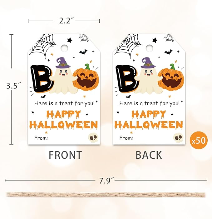50pcs Boo Halloween Favor Tags, Halloween Class Gift Tags - Image 2