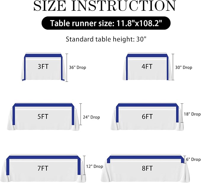 SHEJIZE 2 Pack Royal Blue Satin Table Runner 12x108 Inches Long, Bright Silky - Image 9