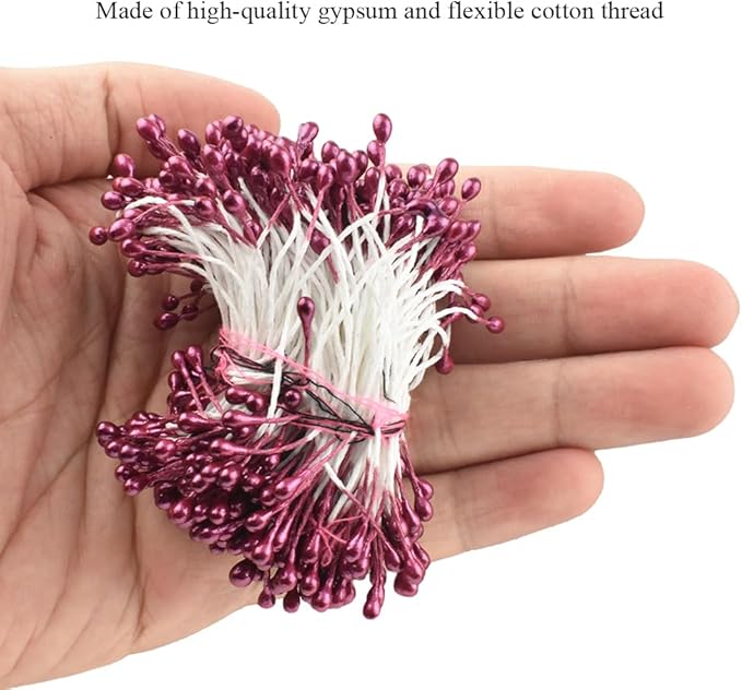 HAHIYO 700Pcs 3mm Dark Purple Pearl Double Head Flower Stamen Pistil - Image 6