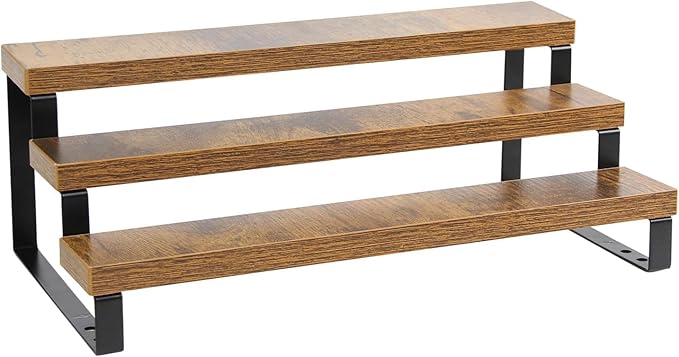 4-Tier Wooden Display Riser Shelf Stand for, Condiment & Dolls Collection Home by NEETBU