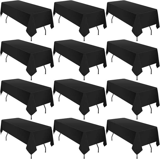 12 Pack 60 x 102 Inch Rectangle Tablecloth, Washable Fabric Table Cloth by fani