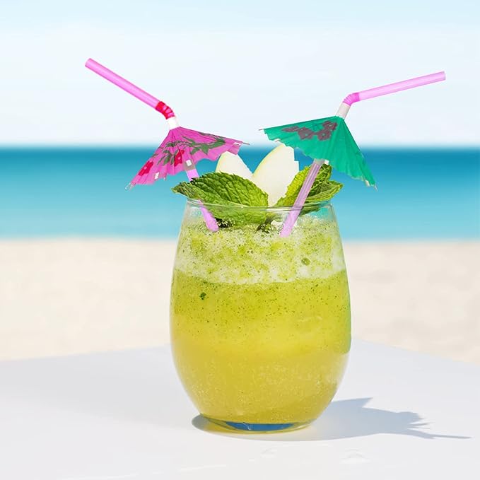 BLUE TOP 100pcs Umbrella Drink Straws 9.45 Inch Assorted Colors, Fancy Mini - Image 4