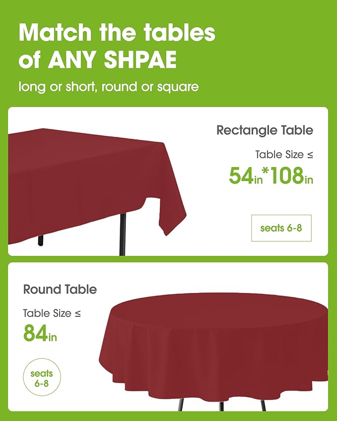 Pureegg Plastic Table Cloth Disposable 10 Pack, 54 x 108 Inch Table Cloths - Image 2