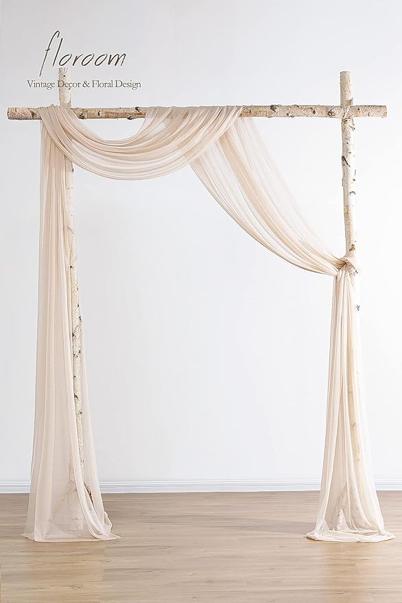 Floroom Wedding Arch Draping Fabric 2 Panels 20Ft Nude Chiffon Fabric Drapes - Image 2