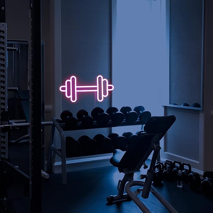 Lucunstar Gym Neon Sign, Barbell Dumbbell Shaped Neon signs Pink Neon Lights - Image 6