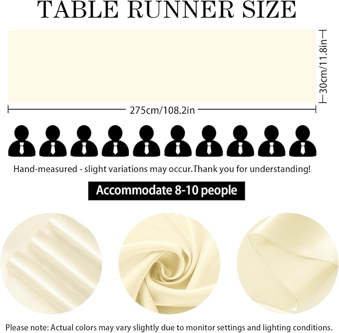 SHEJIZE 2 Pack White Satin Table Runner 12x108 Inches Long, Bright Silky Smooth - Image 6