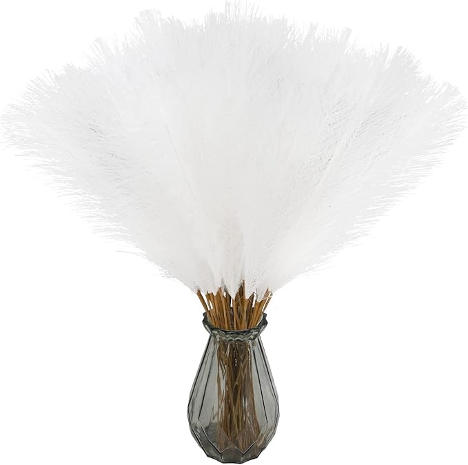 50pcs White Faux Pampas Grass Decor, 21.6" Short Artificial Pompous Grass - Image 9