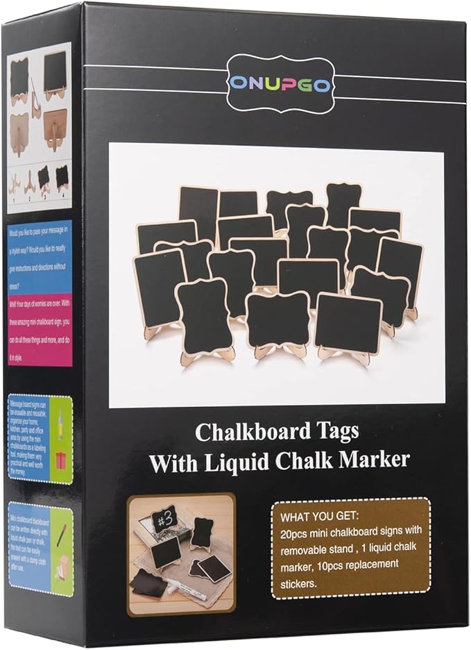 ONUPGO Mini Chalkboard Signs, 20 Pack Small Wooden Chalkboard Labels - Image 6