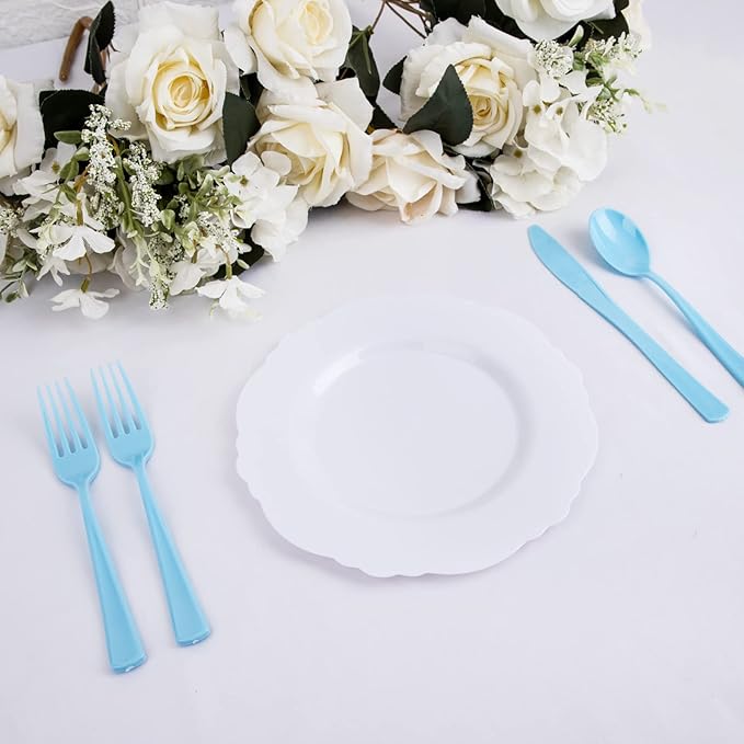 WDF 160 Piece Blue Plastic Silverware - Image 9