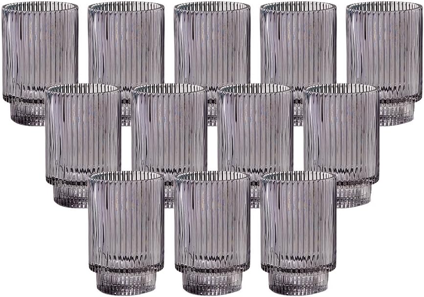 Serene Spaces Living 5in Smoke Ribbed Glass Votive Holder, Decorative by SereneSpacesLiving