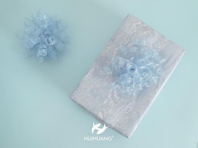 HUIHUANG Blue Bows for Gift Wrapping Burst Curly Gift Bows 5 inch x 8 Counts - Image 6