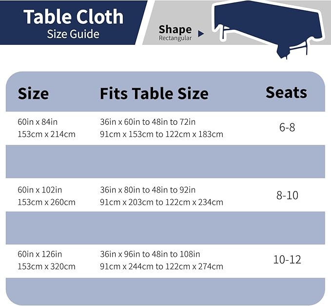Navy Blue 6 Pack Polyester Table Cloth 60 x 126 Inch, Rectangle Tablecloths - Image 3