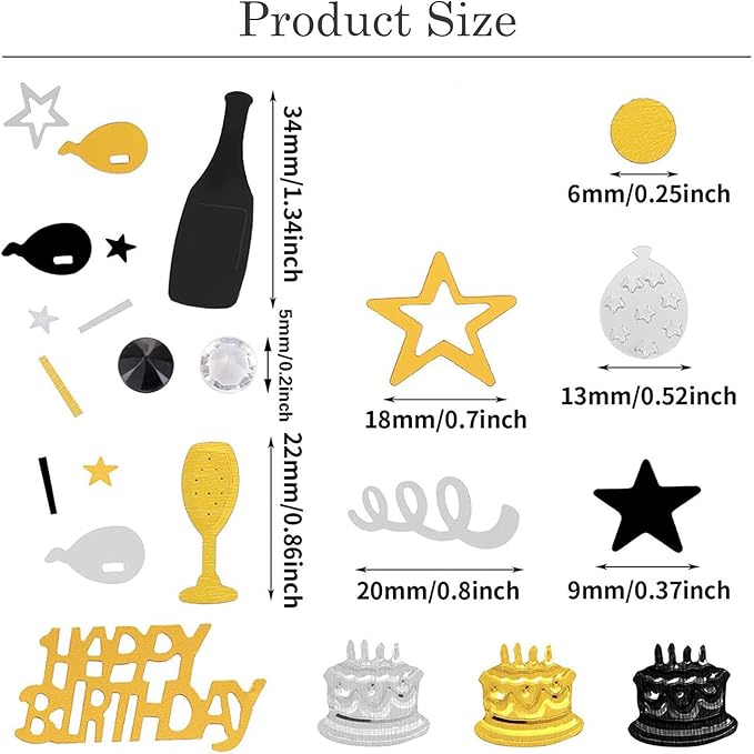 Black Gold Happy Birthday Confetti, Birthday Decorations Confetti Metallic Foil - Image 2