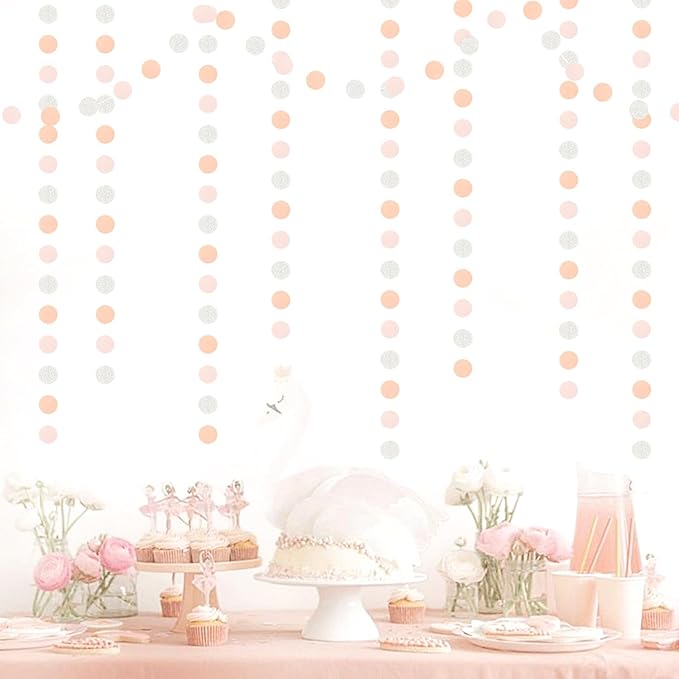 Pink-Silver Peach Birthday Party-Decorations Streamers - 52FT Hanging Paper - Image 6