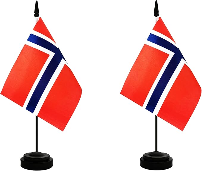 2 Pack Norway Desk Flag, Norwegian Table Office Flag by Unknown