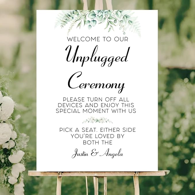 Personalized Unplugged Ceremony Sign – Elegant Wedding Yard Sign - Image 2