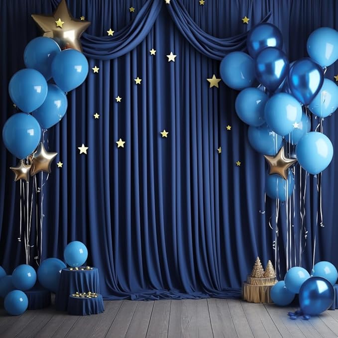 30 ft x 10 ft Wrinkle Free Navy Blue Backdrop Curtain - Image 4