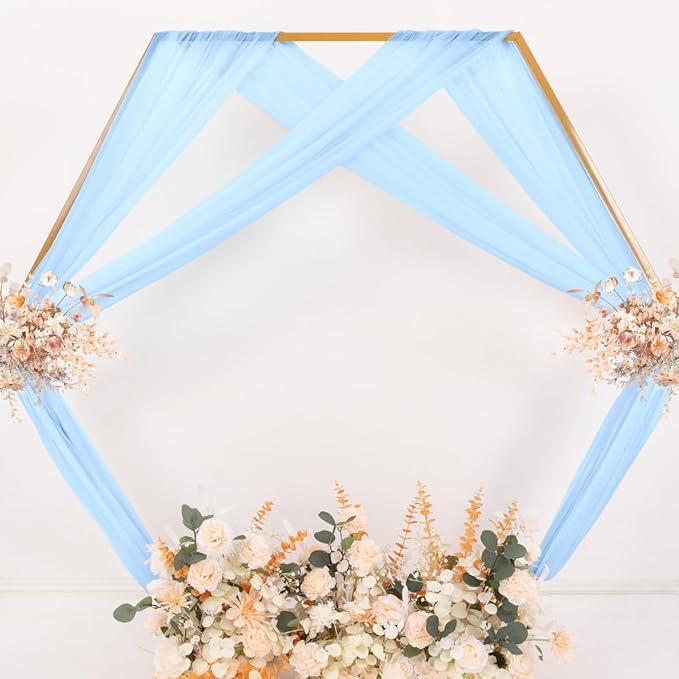 MLMC Baby Blue Wedding Arch Draping Fabric 2 Panels 29" x 20 FT Extra Long - Image 6
