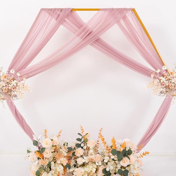 MLMC Dusty Rose Wedding Arch Draping Fabric 4 Panels 29" x 20 FT Extra Long - Image 6