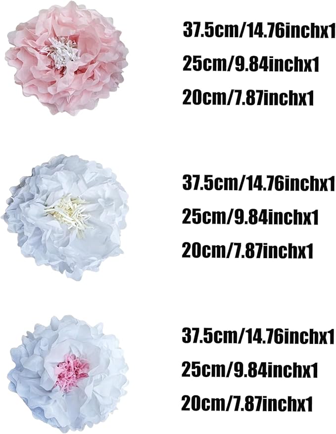 Pink Paper Flowers Decoration-Blush Pink Cream Colorful Paper Pom Poms Wall - Image 2