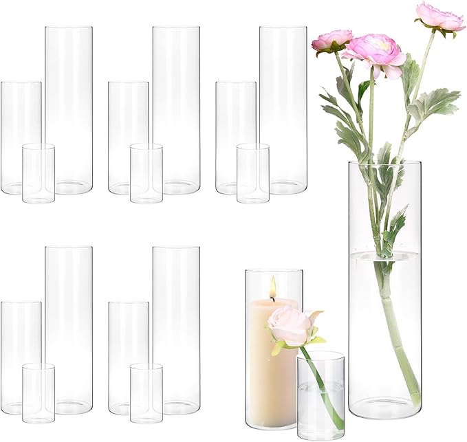 Fixwal 18pcs Tall Cylinder Vases by Fixwal