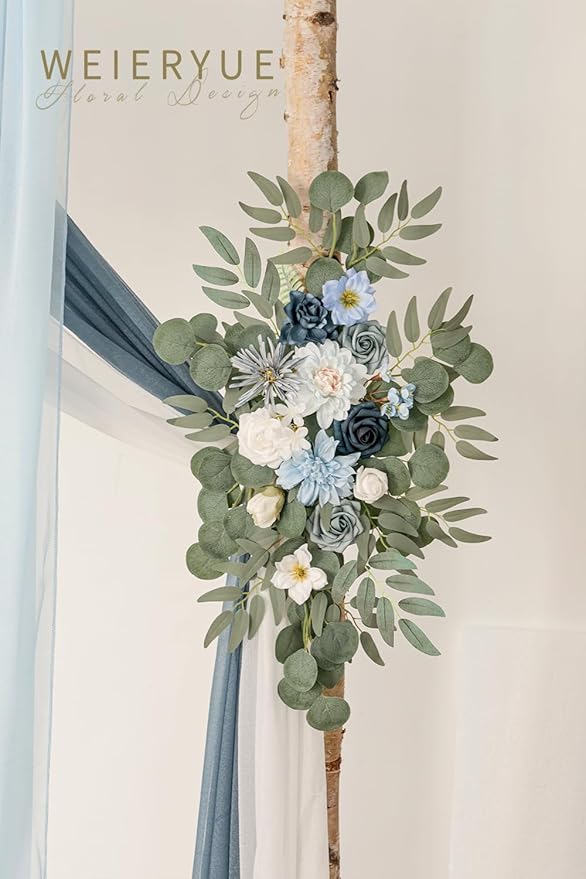 Deluxe Blue Artificial Wedding Arch Flowers - Image 4