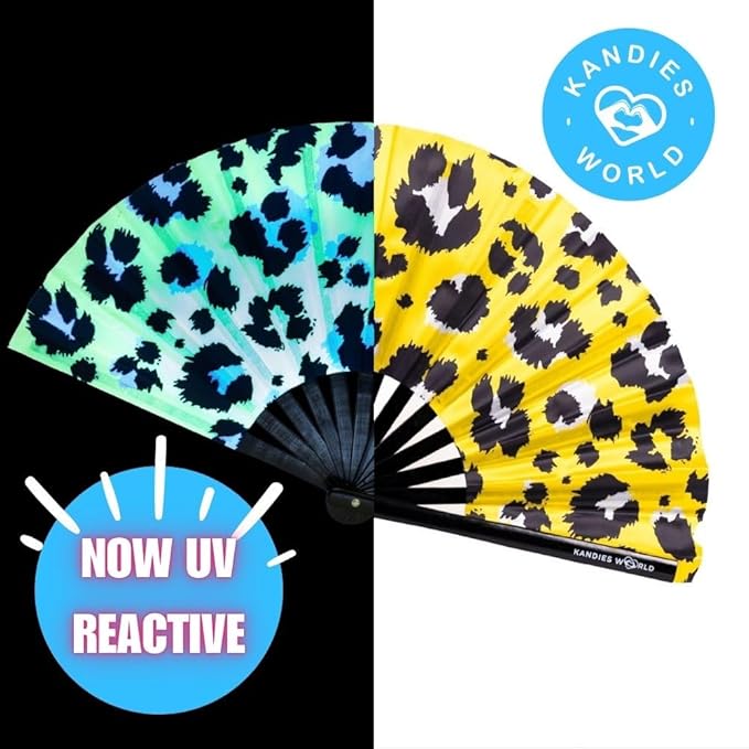 Kandies World UV Reactive Custom Festival Folding Hand Fan - Image 4