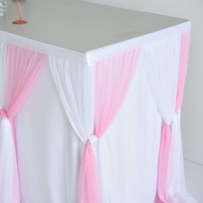 Suppromo 9ft Pink Tulle Table Skirts - Image 3