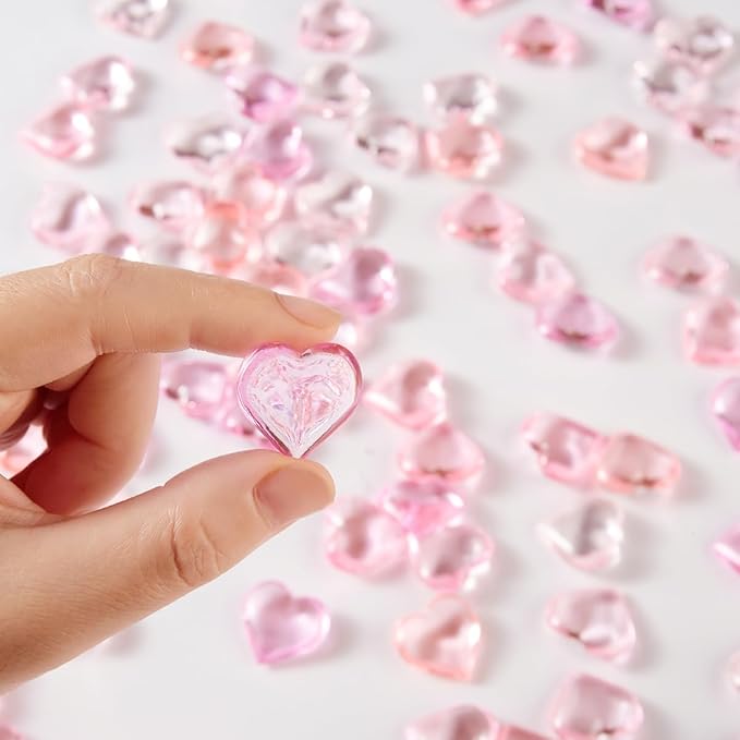 Homtable 150 Pieces Pink Red Acrylic Heart Table Scatter Vase Fillers, 5 Colors - Image 3