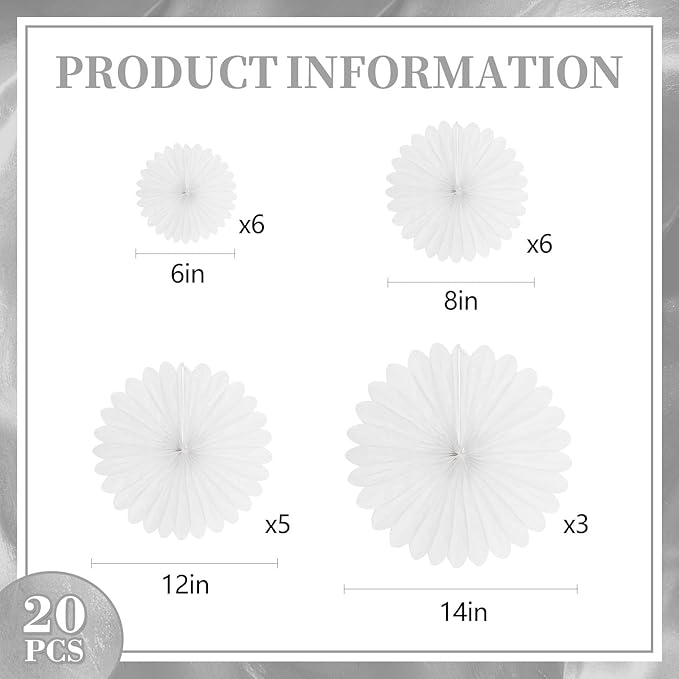 20 Pcs White Hanging Paper Fan, Hanging Honeycomb Round Paper Fans - Image 2