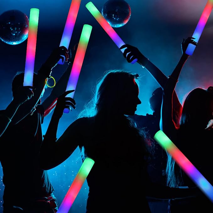 32 PCS LED Foam Glow Sticks Bulk, Glow in The Dark Party Supplies - Image 2