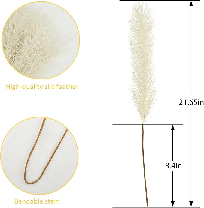 50PCS Faux Pampas Grass, 21.6" Short Artificial Pompous Grass Floral Fake - Image 4