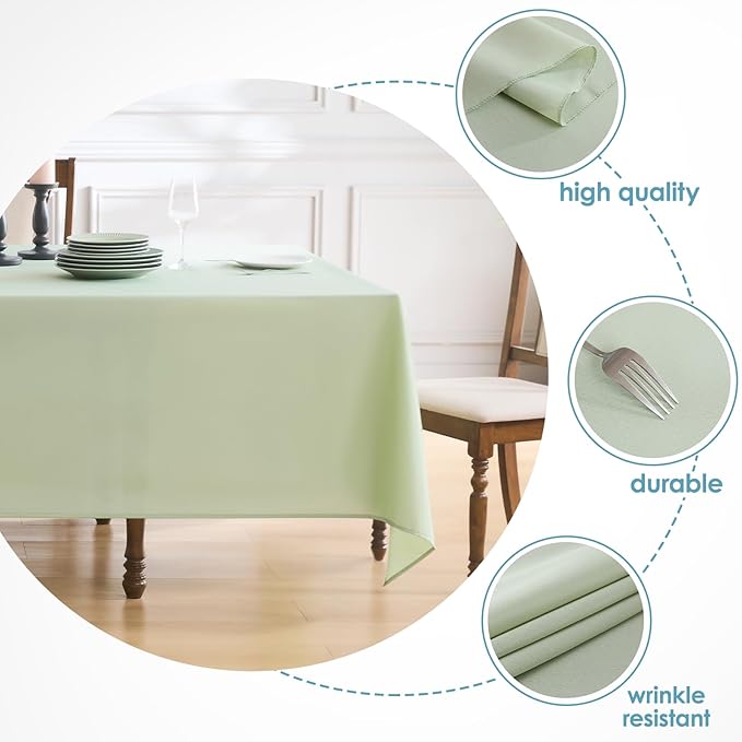 VidaFete Tablecloth 2 Pck 90 * 156inch Rectangle Table Cloth Polyester - Image 2