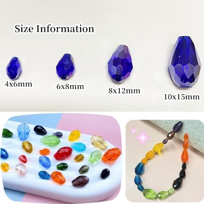 100pcs 8x12mm Teardrop Crystal Glass Beads Vertical Hole Faceted Glass Teardrop - Image 2