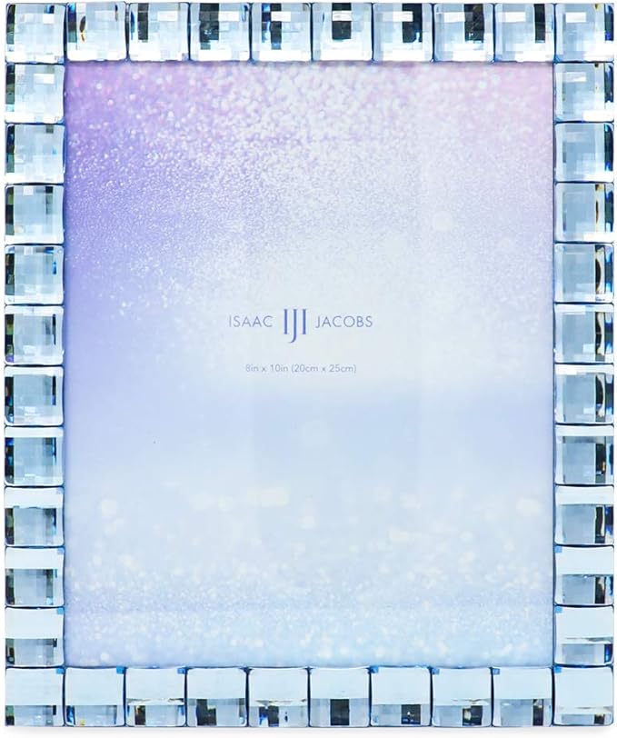 Isaac Jacobs Decorative Sparkling Light Blue Jewel Picture Frame, Photo Display - Image 2