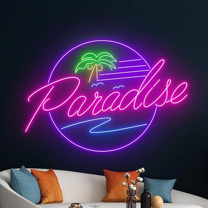 Paradise Ocean Waves Palm Tree Neon Sign, Beach Led Sign, Holiday Led Light - Image 4