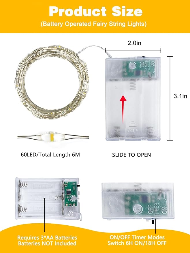 4 Pack 60 LED Fairy Lights Battery Operated - Image 7