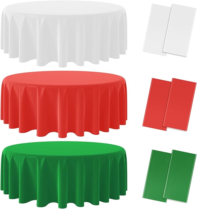 6 Pack Christmas Round Disposable Tablecloth, Italy Theme Table Covers by MASHAN