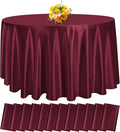 12 Pack 108 Inch Burgundy Satin Tablecloth by fani