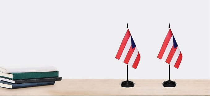 Puerto Rico Puerto Rican Deluxe Desk Flag Set Small Mini Miniature Puerto Rico - Image 6