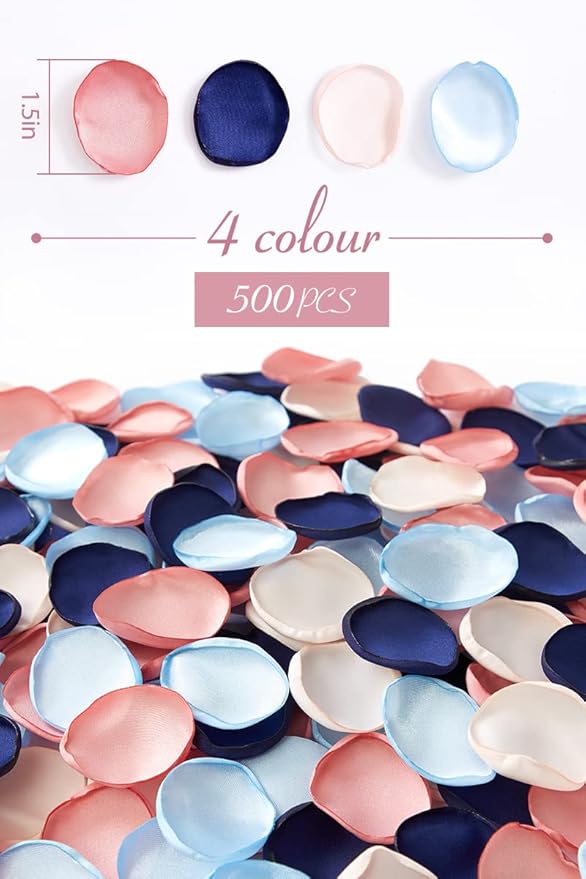 Serwalin 500pcs Silk Rose Petals Artificial Flower Pink Navy Blue - Image 6